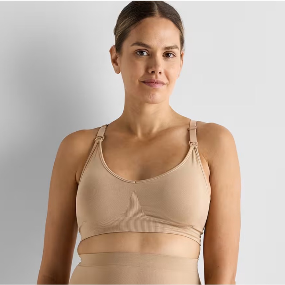 NEW QUINCE Seamless Nursing Maternity Bra Sand 29